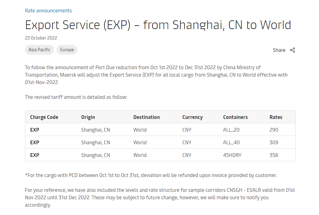 马士基调整上海至全球出口服务费公告.png